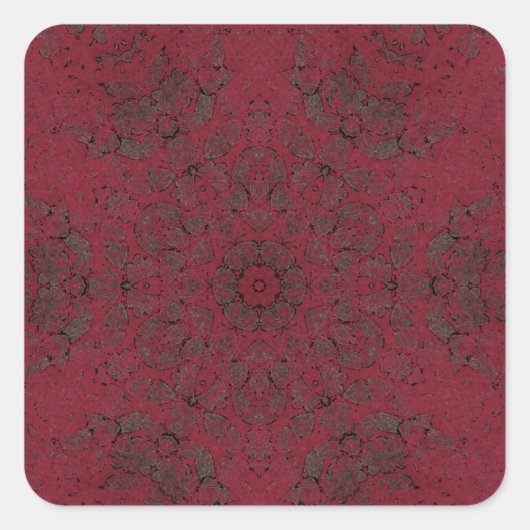Dark Burgundy Pattern Hintergrund Quadratischer Aufkleber (Vorderseite)
