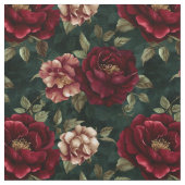 Dark Burgundy Peony Floral Stoff (Nahaufnahme)