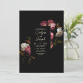 Dark Burgundy Pink Floral Modern Boho Wedding Einladung (Stehend Vorderseite)