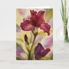 Dark Burgundy Red Blume Iris Garden Art Hinweis Karte