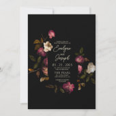 Dark Burgundy Romantic Floral Modern Boho Wedding Einladung (Vorderseite)