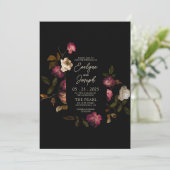 Dark Burgundy Romantic Floral Modern Boho Wedding Einladung (Stehend Vorderseite)