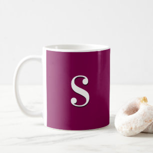 Dark Burgundy Simple Elegant Mit Monogramm Initial Kaffeetasse