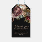 Dark Burgundy Watercolor Gastgeschenk Hochzeit Geschenkanhänger (Rückseite)