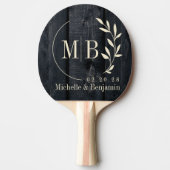 Dark Burnt Wood Leaf Wedding Monogram Tischtennis Schläger (Vorderseite)