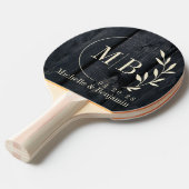 Dark Burnt Wood Leaf Wedding Monogram Tischtennis Schläger (Vorderseite)