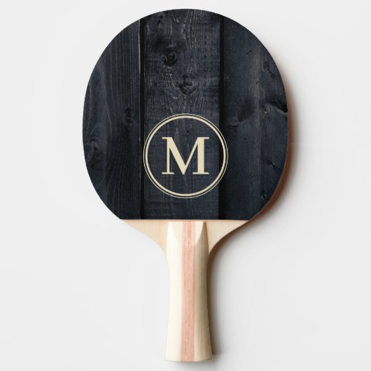Dark Burnt Wood Monogram Tischtennis Schläger (Rückseite)