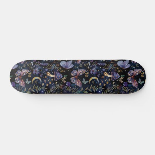 Dark Butterfly Botanical Celestial Skateboard (Horizontal)