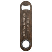 Dark Cacao Brown Rustic Chic Wood Grain Muster Speed Flaschenöffner (Vorderseite)