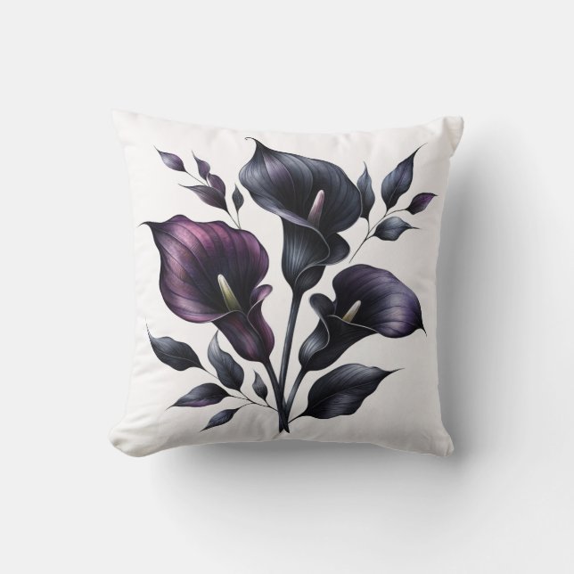 Dark Calla Lily Throw Pillow Kissen (Vorderseite)