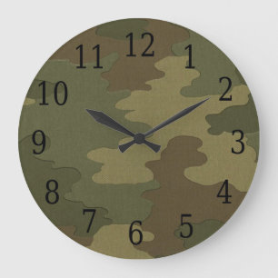 Dark Camouflage Round Clock Große Wanduhr