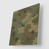 Dark Camouflage Square Roman Numerals Clock Quadratische Wanduhr (Winkel)