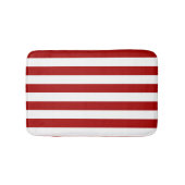 Dark Candy Apple Red and White Stripes Badematte (Vorderseite)