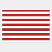 Dark Candy Apple Red and White Stripes Geschenkpapier Set (Vorderseite)