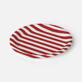 Dark Candy Apple Red and White Stripes Pappteller (Schrägansicht)
