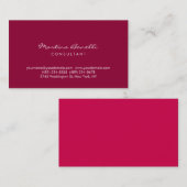 Dark Carmine Minimalistisch Script Business Card Visitenkarte (Vorne/Hinten)