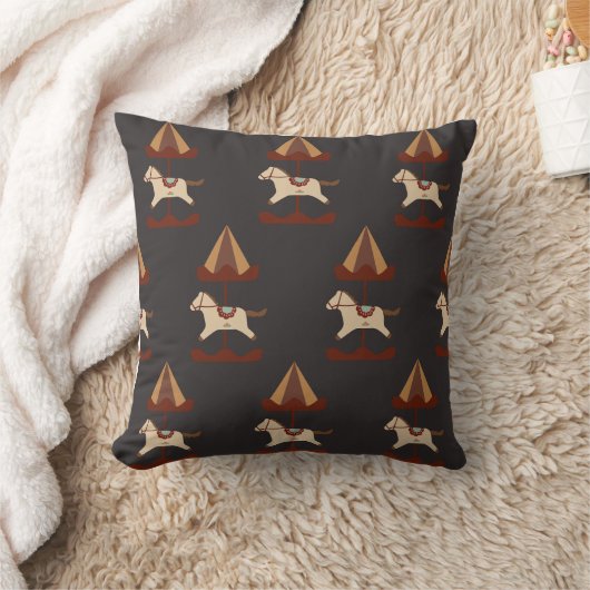 Dark Carousel Horse Pattern Throw Pillow Kissen (Decke)
