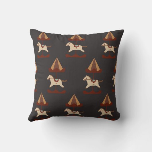 Dark Carousel Horse Pattern Throw Pillow Kissen (Rückseite)