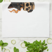 Dark Cat Coffee Mit Totenkopf-Mug Oversized T-Shir Geschirrtuch (Gefaltet)