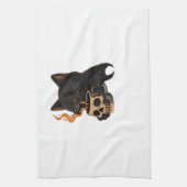 Dark Cat Coffee With Skull Mug Oversized T-Shirt Geschirrtuch (Vertikal)