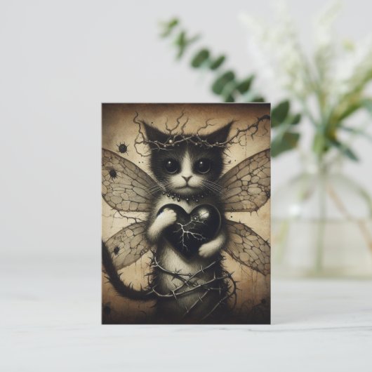 Dark Cat Fairy Postkarte (Stehend Vorderseite)