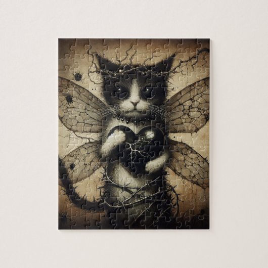Dark Cat Fairy Puzzle (Vertikal)