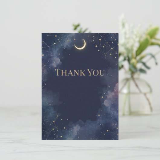 Dark Celestial Dankeschön Card | Halbmond Dankeskarte (Stehend Vorderseite)