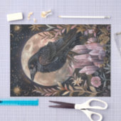 Dark Celestial Floral Raven & Crystals Decoupage Seidenpapier (Handwerk)