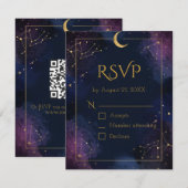 Dark Celestial RSVP Card | Lila Wolken und Navy Karte (Vorne/Hinten)