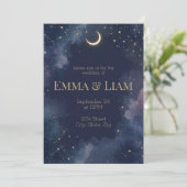 Dark Celestial Wedding Einladung | Halbmond (Stehend Vorderseite)