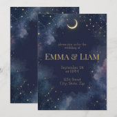 Dark Celestial Wedding Einladung | Halbmond (Vorne/Hinten)
