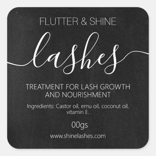 Dark Chalkboard Eyelash Eyebrow Thickener Quadratischer Aufkleber (Vorderseite)