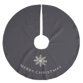 Dark Champagne Snowflake Tree Skirt Polyester Weihnachtsbaumdecke (Vorderseite)