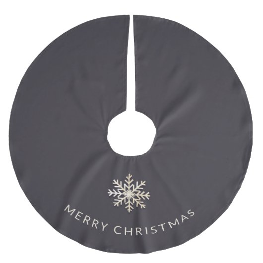 Dark Champagne Snowflake Tree Skirt Polyester Weihnachtsbaumdecke (Vorderseite)