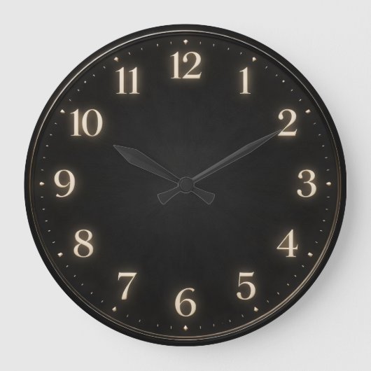 Dark Charcoal Minimalist Soft Numeral Große Wanduhr (Vorderseite)