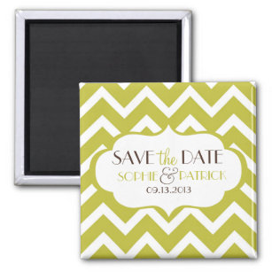 Dark Chartreuse Zickzack Save the Date Magnet