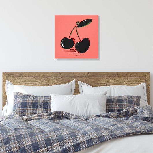 Dark Cherries – Minimal Graphic Art Leinwanddruck (Insitu (Schlafzimmer))