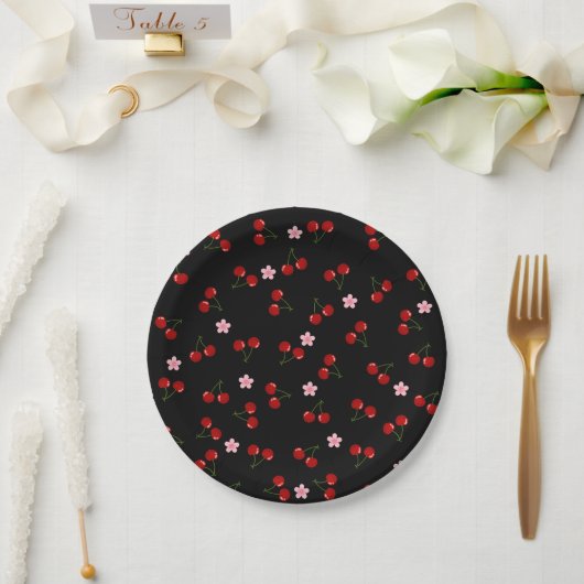Dark Cherries Pappteller (Hochzeit)