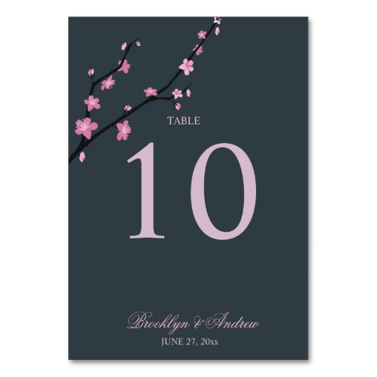 Dark Cherry Blossom Hochzeit-Tischnummern Tischnummer (Vorderseite)