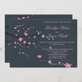 Dark Cherry Blossom Hochzeitseinladungen Einladung (Vorne/Hinten)
