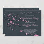 Dark Cherry Blossom Junggeselinnen-Abschied Einlad Einladung (Vorne/Hinten)