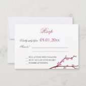 Dark Cherry Blossom RSVP Karten für Hochzeiten (Rückseite)