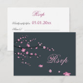 Dark Cherry Blossom RSVP Karten für Hochzeiten (Vorne/Hinten)
