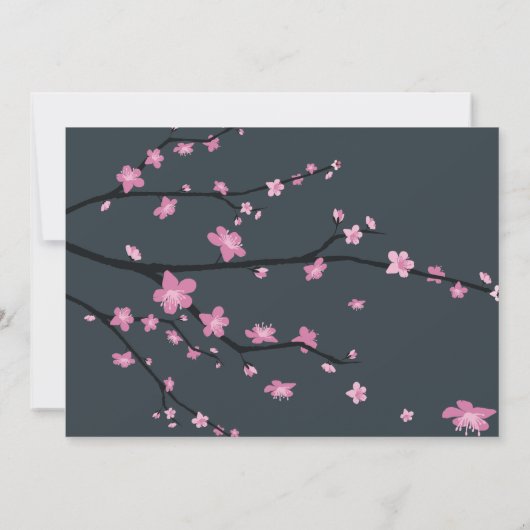Dark Cherry Blossom Wedding Invites Einladung (Rückseite)