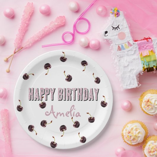 Dark Cherry Personalisiert Party Pappteller (Party)