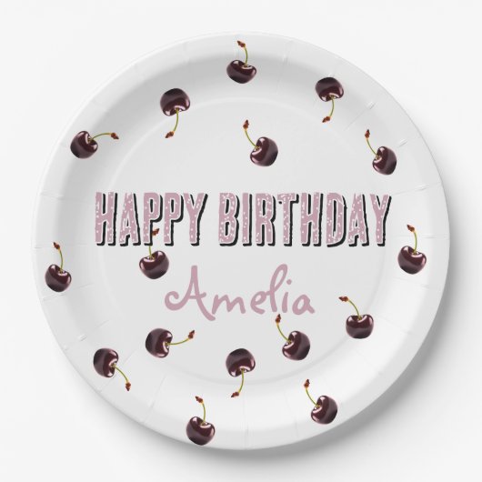 Dark Cherry Personalisiert Party Pappteller (Vorderseite)