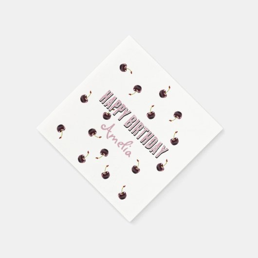 Dark Cherry Personalisiert Party Serviette (Ecke)