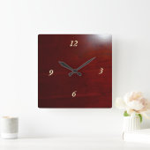 Dark Cherry wood Look Quadratische Wanduhr (Zuhause)
