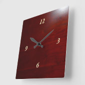 Dark Cherry wood Look Quadratische Wanduhr (Winkel)