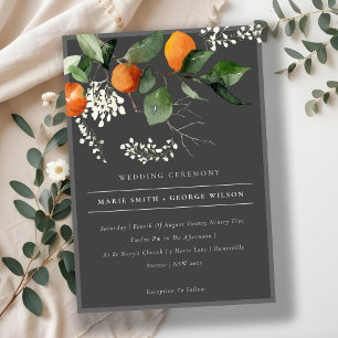 Dark Chic Orange Blossom Botanische Hochzeit Einla Dankeskarte
